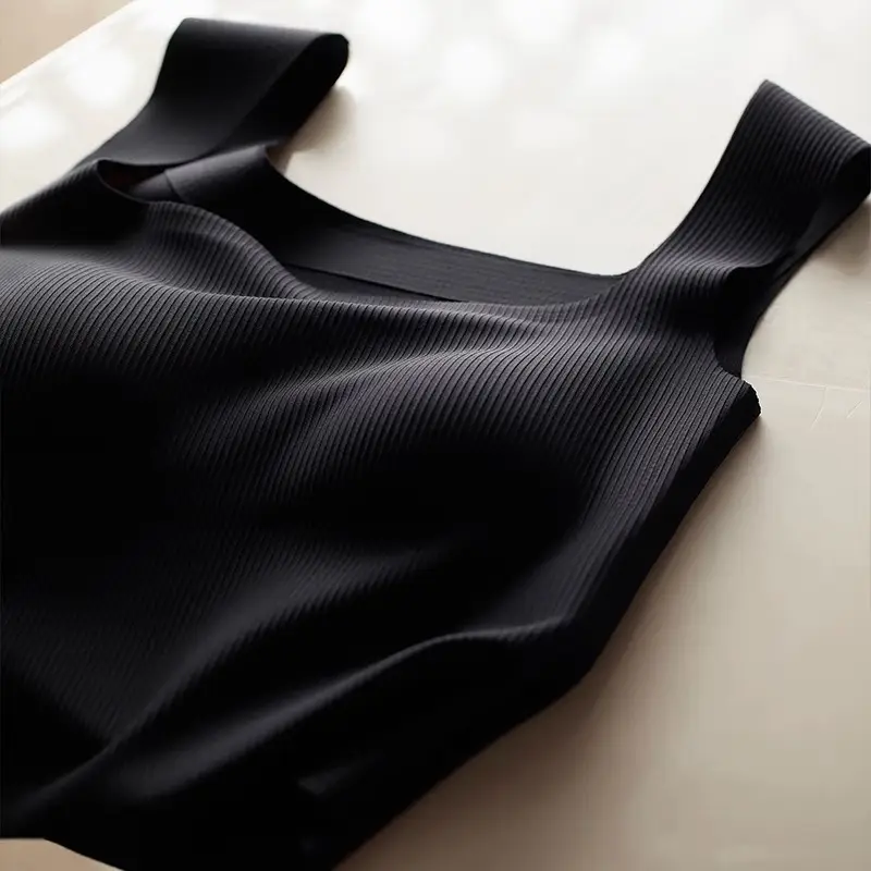 Wide-Shoulder Seamless Underwear Women's Base Layer Tank Top Summer Knitted Ribbed Beautiful Back Outerwear Inner Wear Chest Wrap Girl Backless
