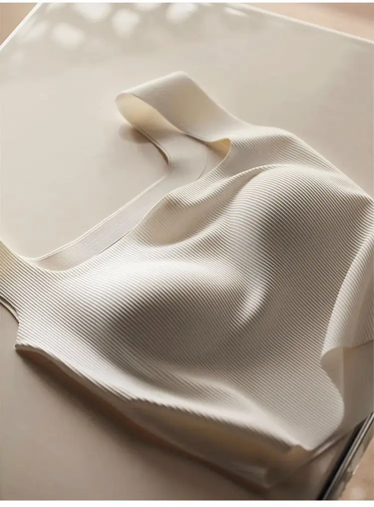 Wide-Shoulder Seamless Underwear Women's Base Layer Tank Top Summer Knitted Ribbed Beautiful Back Outerwear Inner Wear Chest Wrap Girl Backless — feature 1