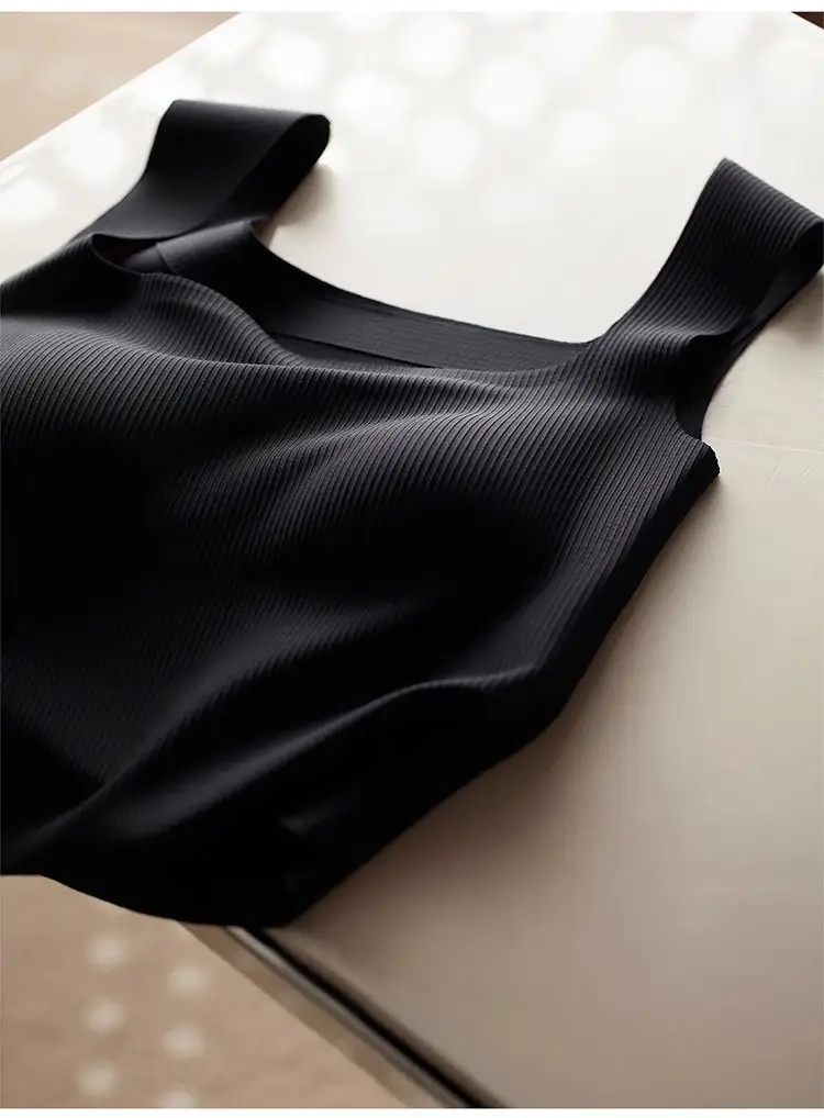 Wide-Shoulder Seamless Underwear Women's Base Layer Tank Top Summer Knitted Ribbed Beautiful Back Outerwear Inner Wear Chest Wrap Girl Backless — feature 8