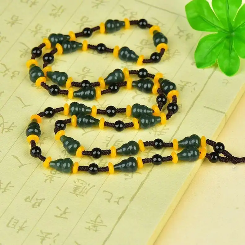 Natural Jade Lanyard Necklace with Bamboo Gourd Pendant — feature 6