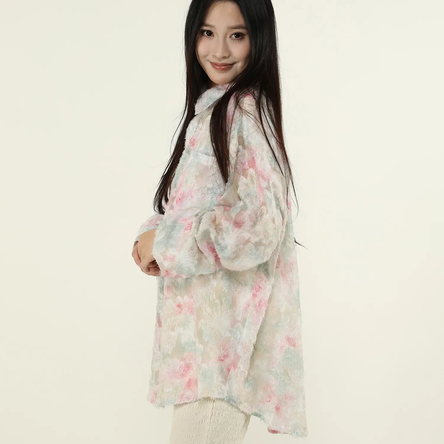 Men's Floral Long Sleeve Shirt Pink Pants Set — feature 6