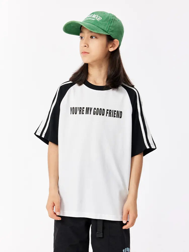 Kids Summer T-Shirt Gray Loose Fit Retro Japanese Style - Image 4