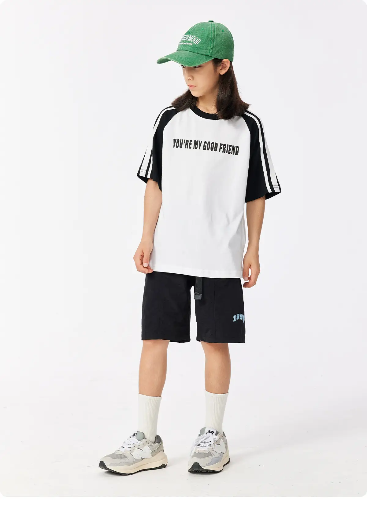 Kids Summer T-Shirt Gray Loose Fit Retro Japanese Style — feature 20