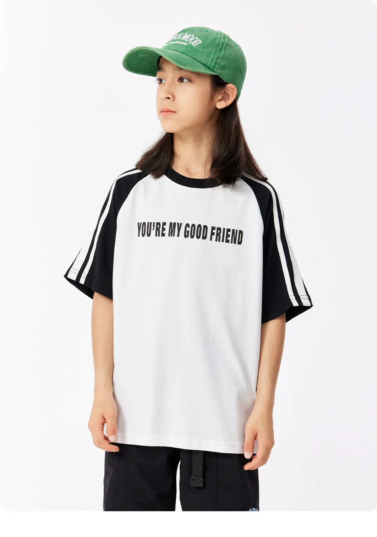 Kids Summer T-Shirt Gray Loose Fit Retro Japanese Style — feature 24