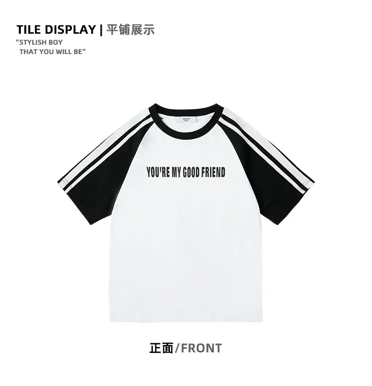 Kids Summer T-Shirt Gray Loose Fit Retro Japanese Style — feature 30