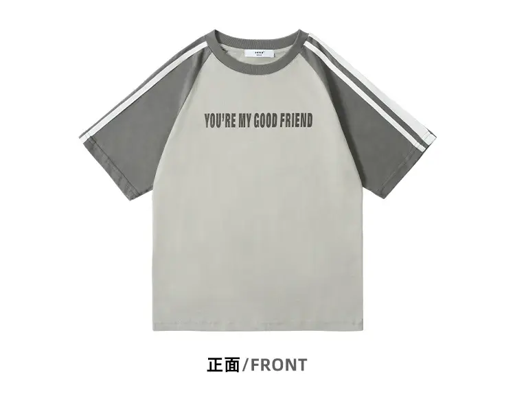 Kids Summer T-Shirt Gray Loose Fit Retro Japanese Style — feature 31