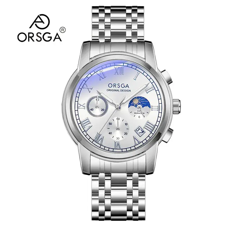 Oshga Men's Chronograph Watch with Blue Dial & Black Strap - Image 5