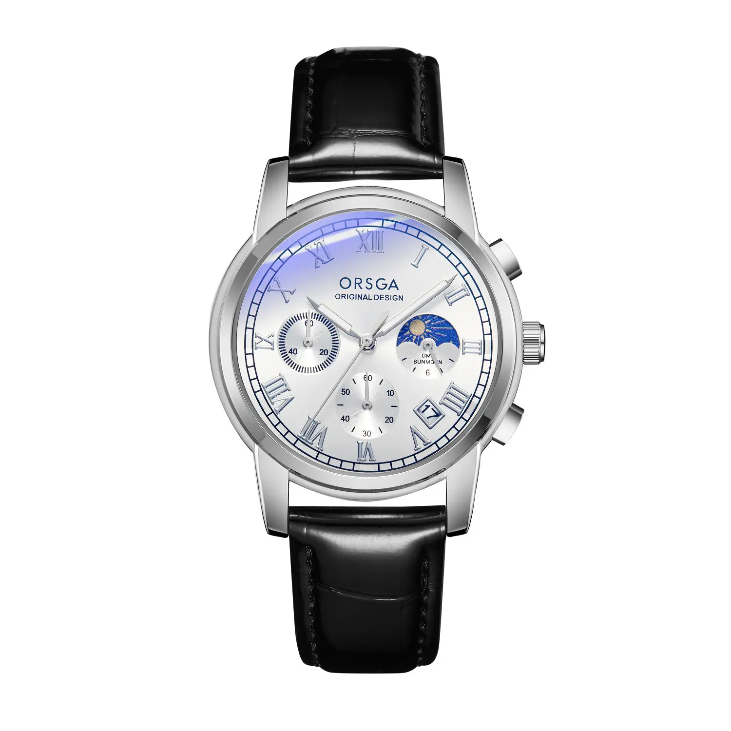 Oshga Men's Chronograph Watch with Blue Dial & Black Strap — feature 10