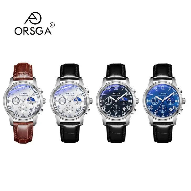 Oshga Men's Chronograph Watch with Blue Dial & Black Strap — feature 4