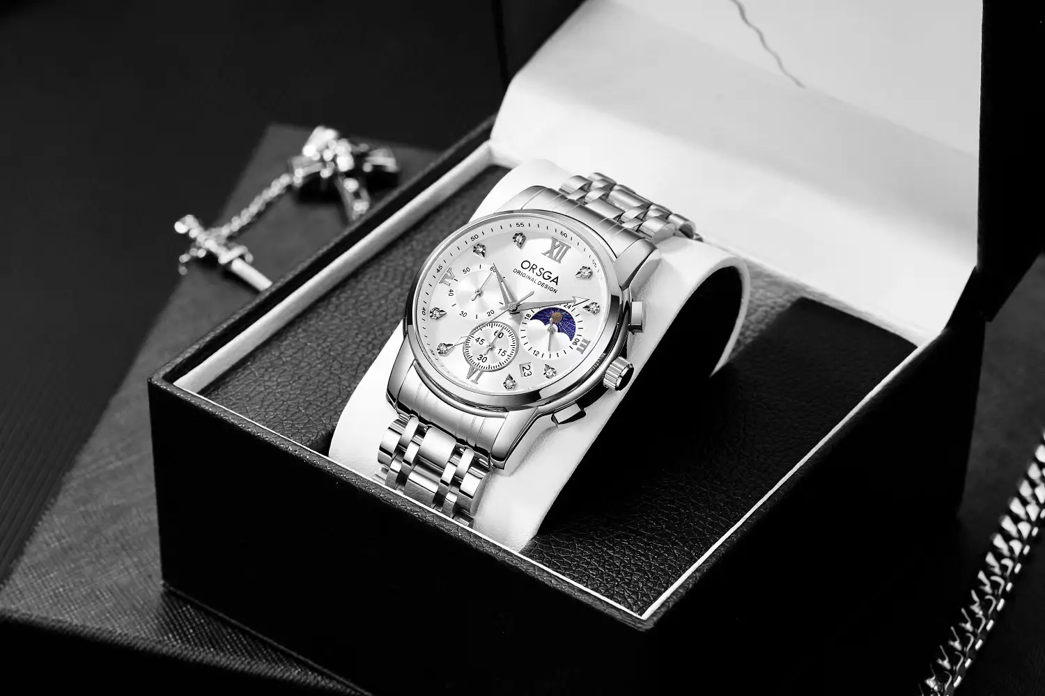 Oshga Men's Chronograph Watch with Blue Dial & Black Strap — feature 6