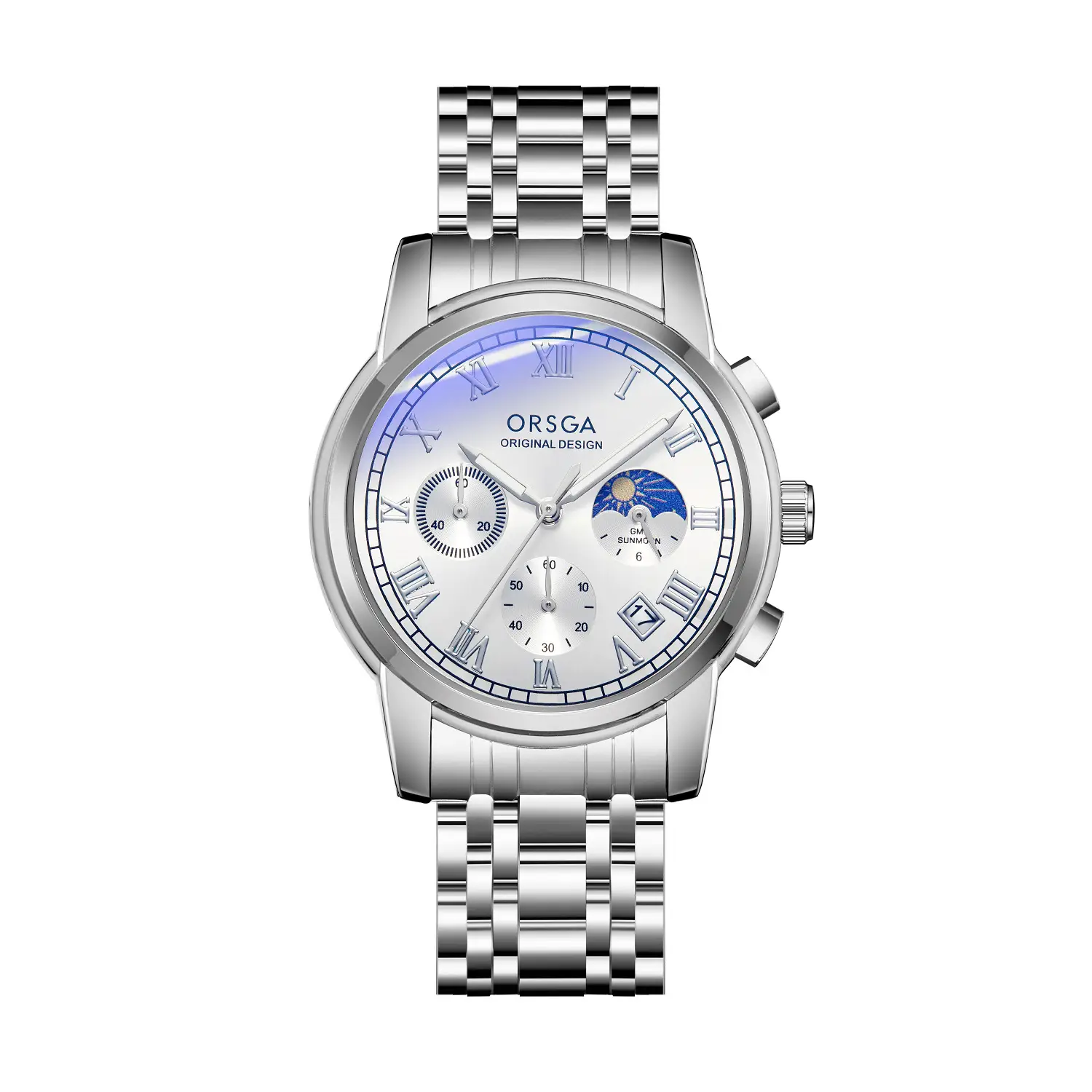 Oshga Men's Chronograph Watch with Blue Dial & Black Strap — feature 7