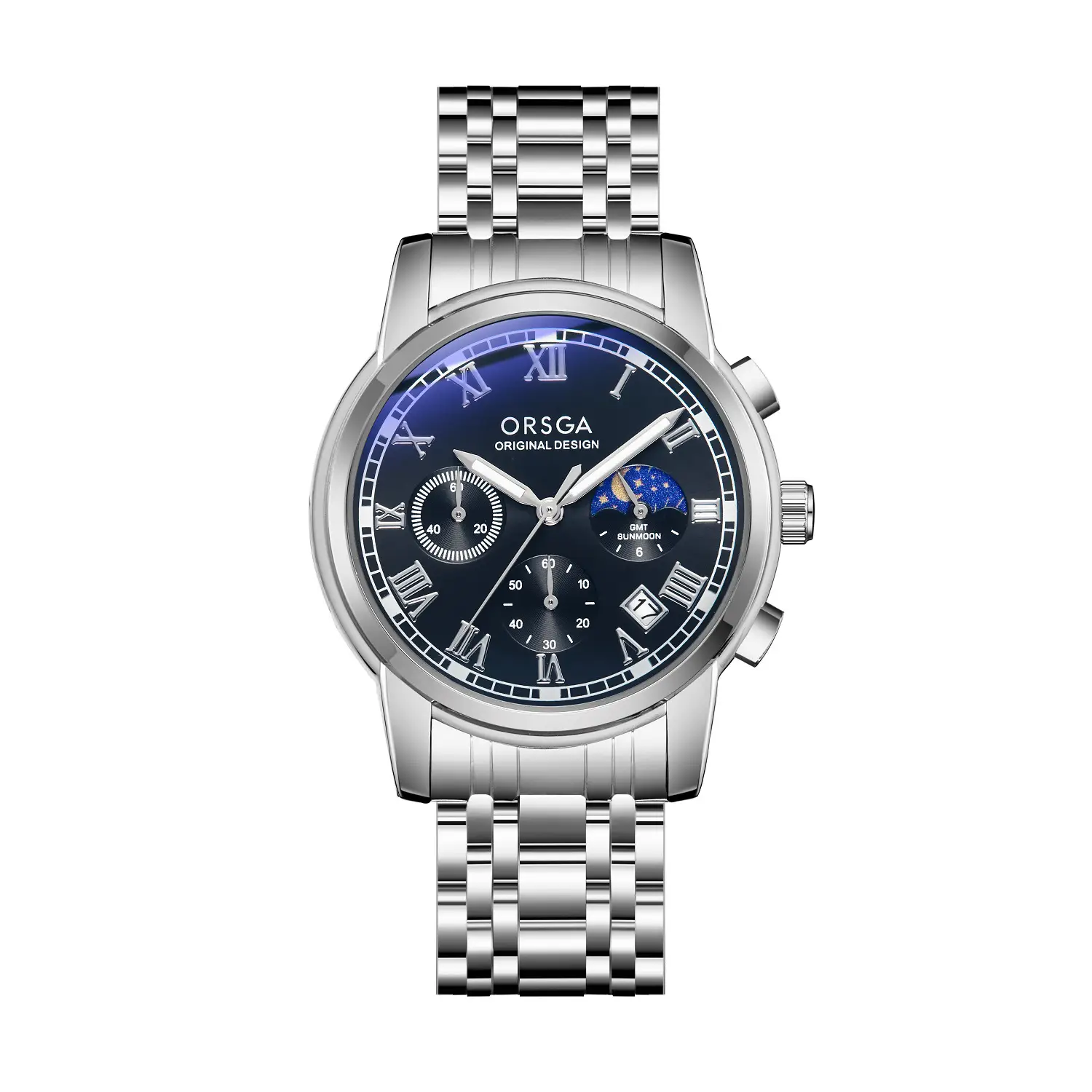 Oshga Men's Chronograph Watch with Blue Dial & Black Strap — feature 8