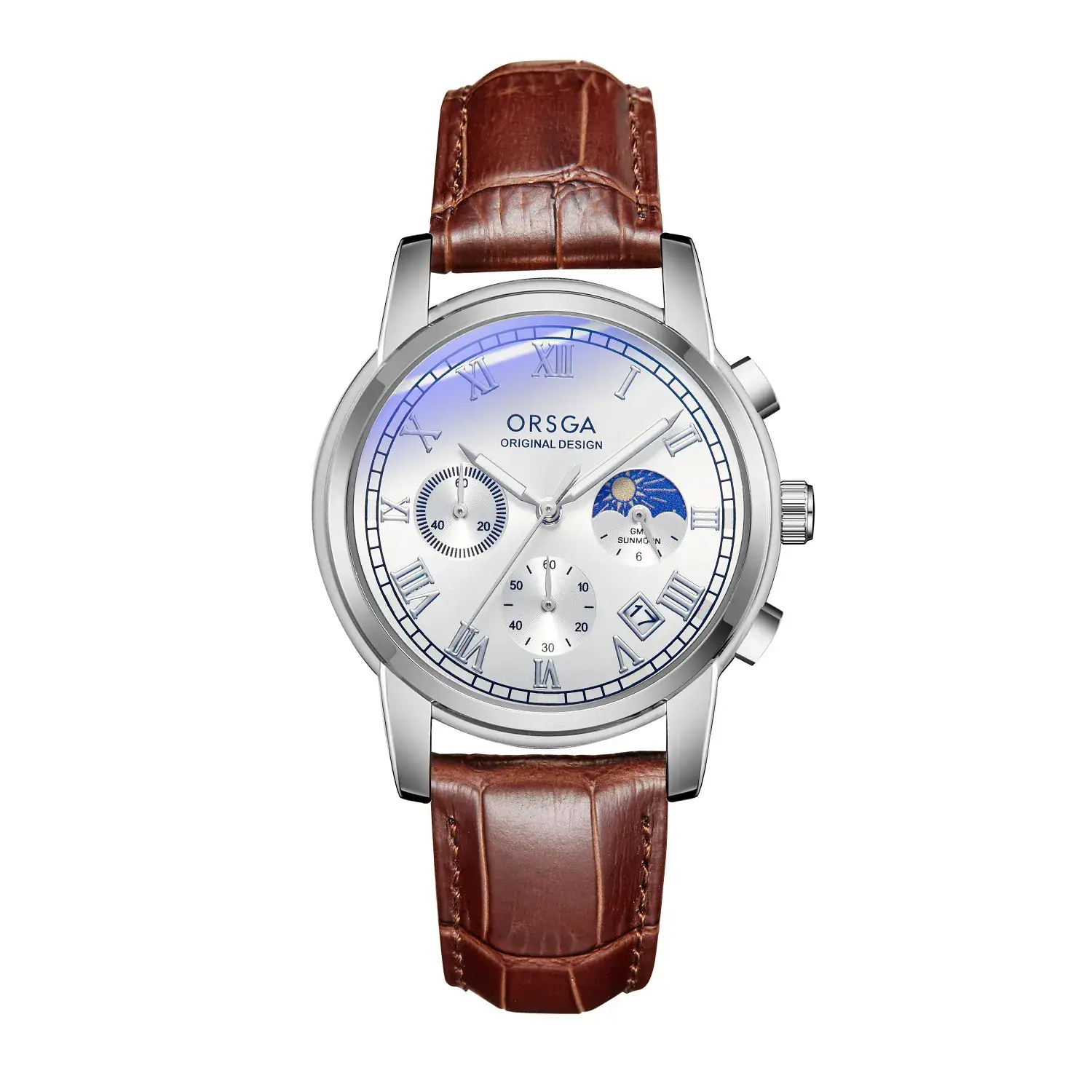 Oshga Men's Chronograph Watch with Blue Dial & Black Strap - Image 4