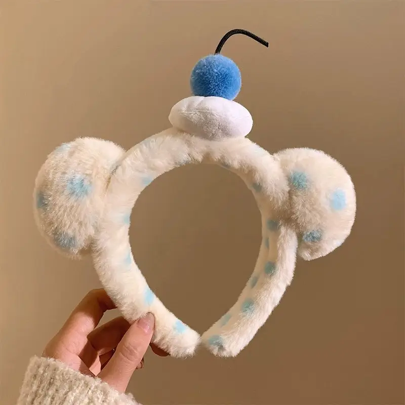 Cute Plush Mouse Face Wash Hair Band for Women