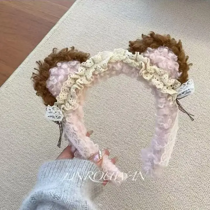 Cute Plush Mouse Face Wash Hair Band for Women