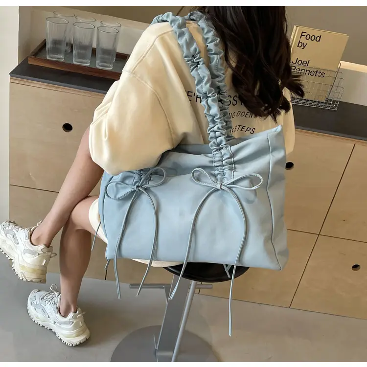 Korean Style Pink Bow Shoulder Tote Bag - Image 9