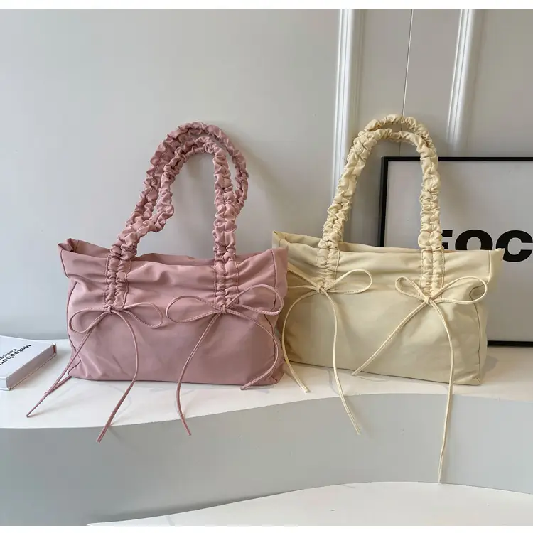 Korean Style Pink Bow Shoulder Tote Bag - Image 10
