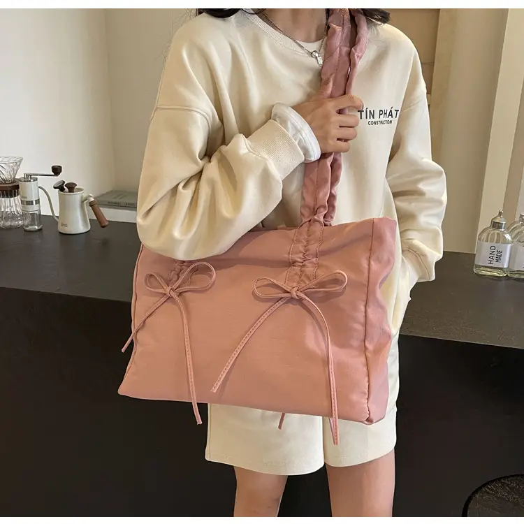 Korean Style Pink Bow Shoulder Tote Bag — feature 16