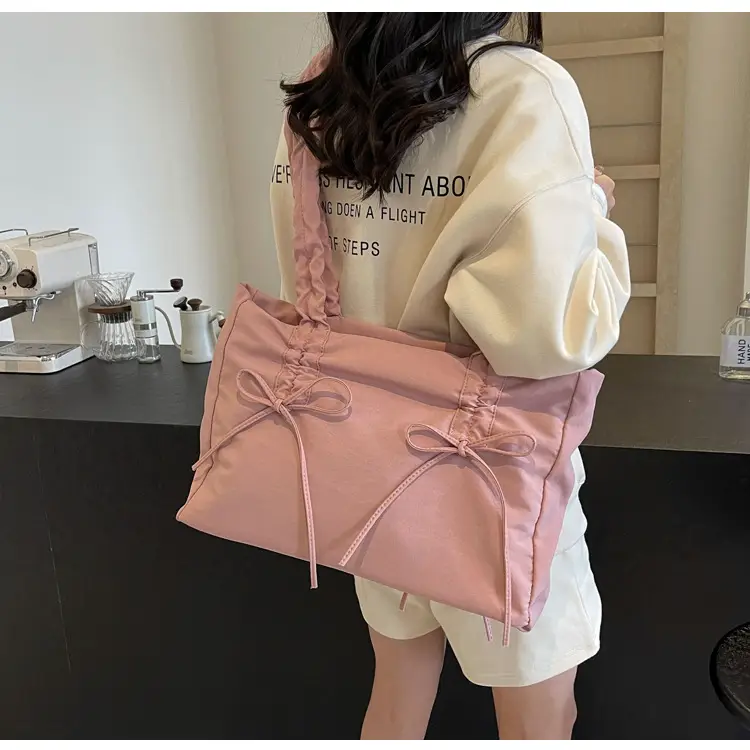 Korean Style Pink Bow Shoulder Tote Bag — feature 17
