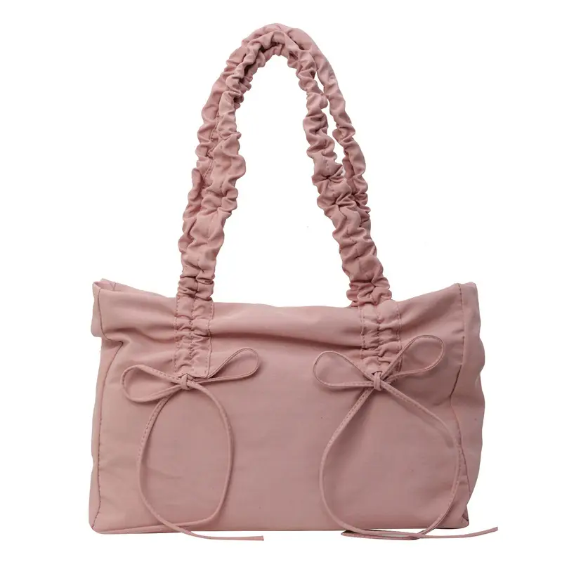 Korean Style Pink Bow Shoulder Tote Bag - Image 3