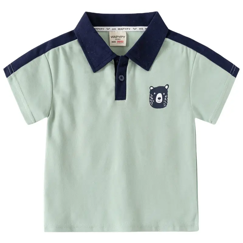 Children's White Polo T-Shirt with Black Trim 2024 - Image 5