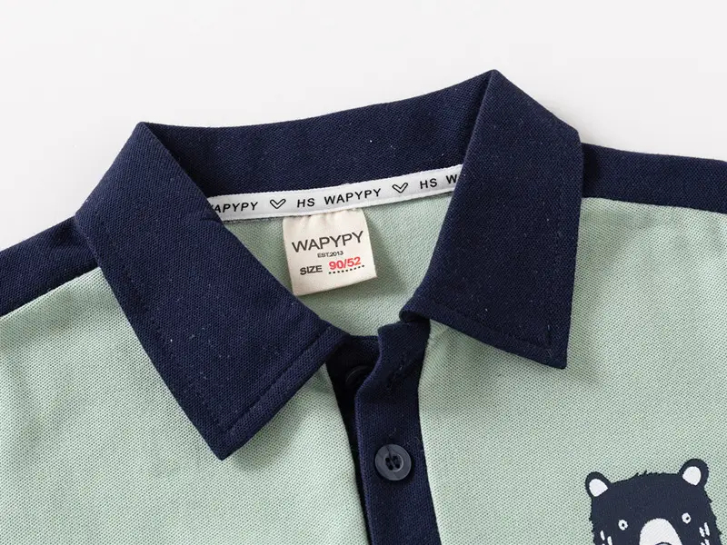 Children's White Polo T-Shirt with Black Trim 2024 — feature 6