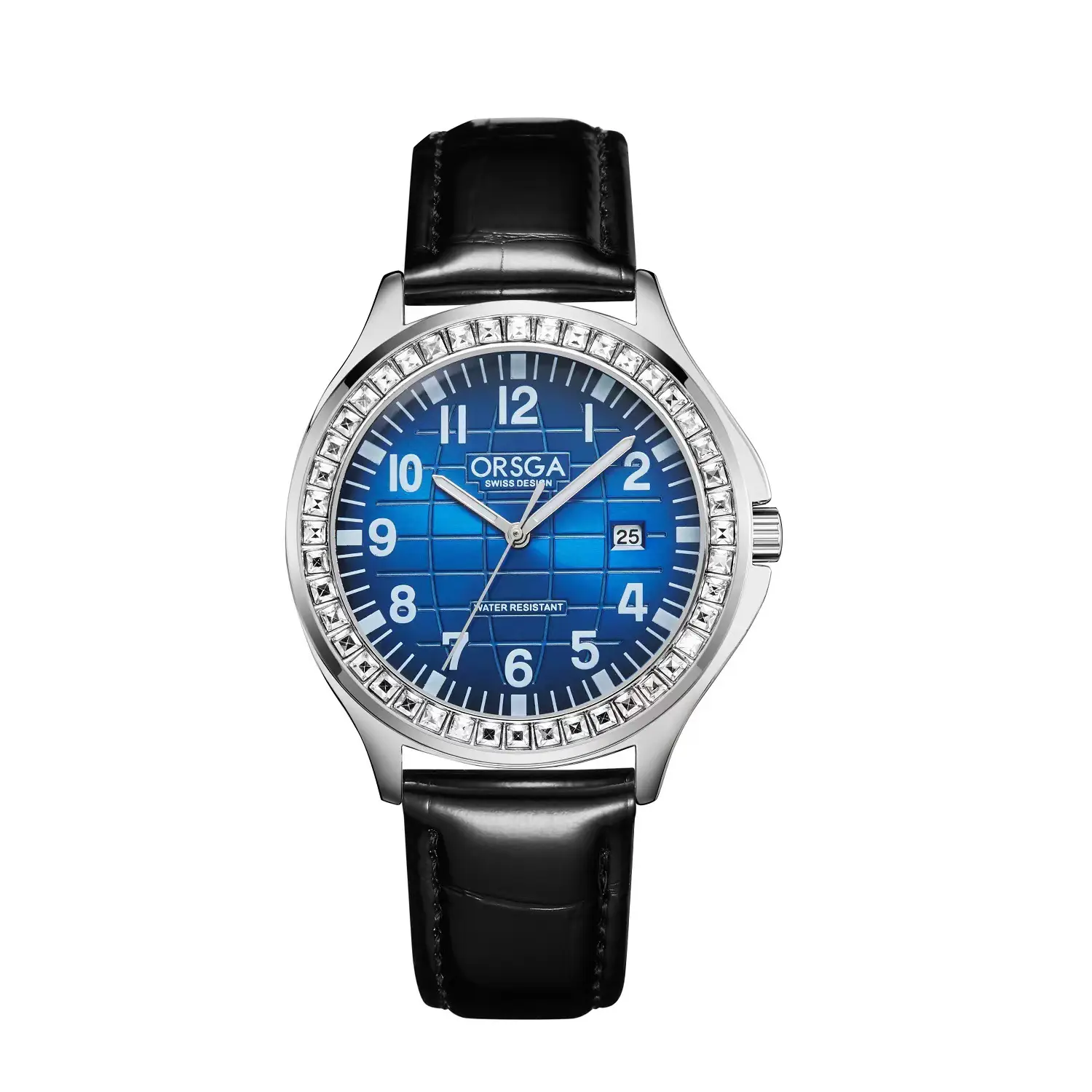 Oshica Men's Diamond Calendar Watch Solid Steel Blue Dial — feature 8
