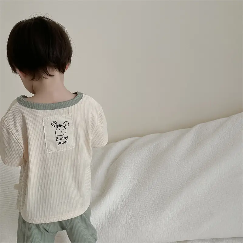 Boys Summer T-Shirt Set Korean 2025 Contrast Color - Image 6