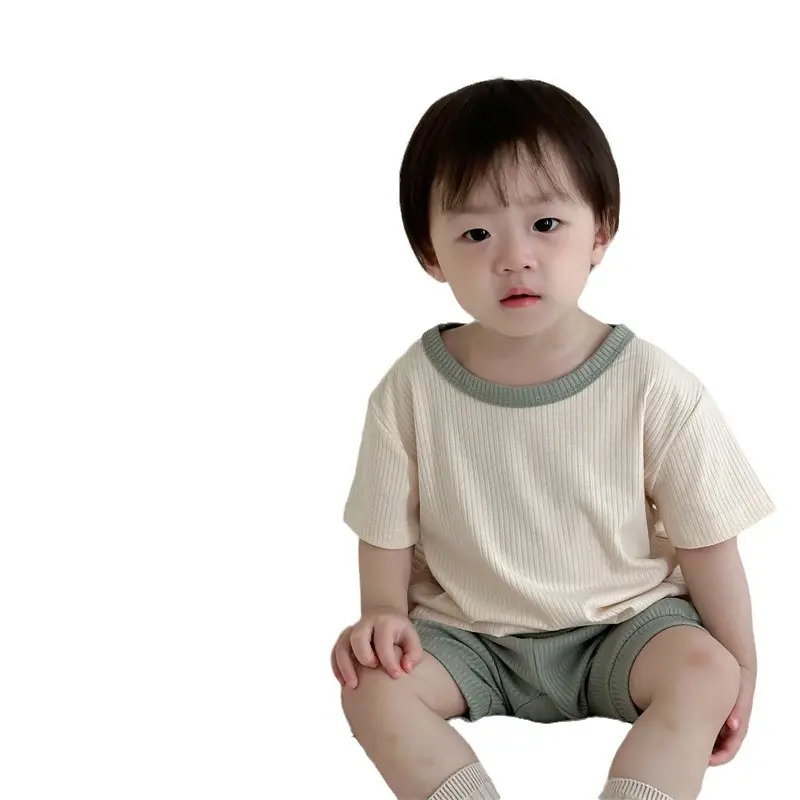 Boys Summer T-Shirt Set Korean 2025 Contrast Color - Image 8