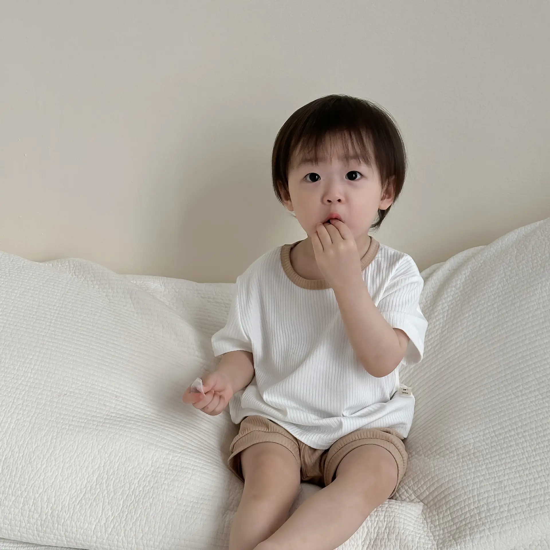 Boys Summer T-Shirt Set Korean 2025 Contrast Color - Image 2
