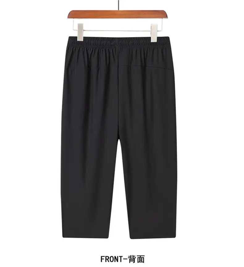 Men Ice Silk Casual Pants Black High-Elastic Quick Dry — feature 19