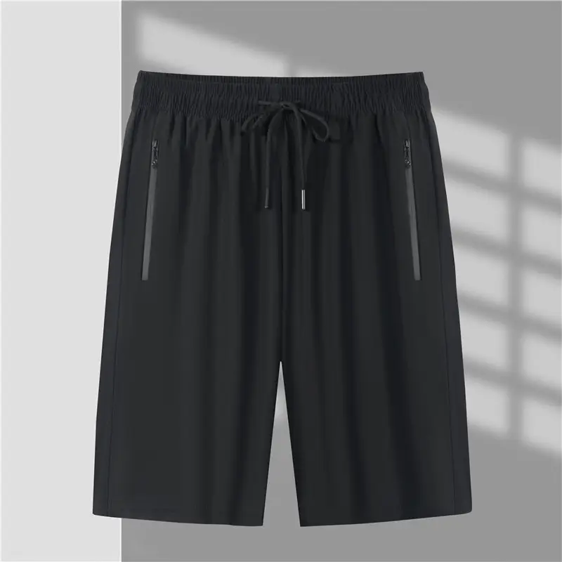 Men Ice Silk Casual Pants Black High-Elastic Quick Dry - Image 2