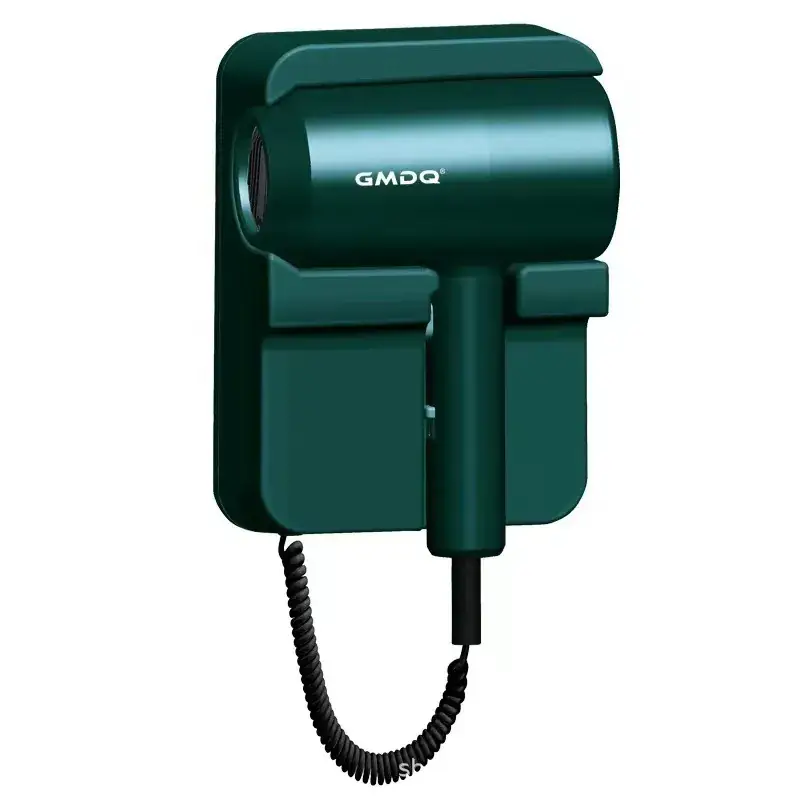 Green Wall-Mounted Hair Dryer for Bathroom Use