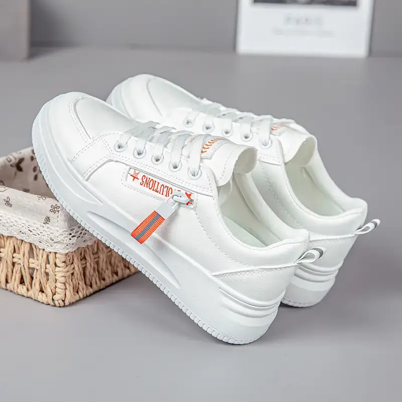 Women White Casual Sneakers with Thick Sole 2025 - Image 6