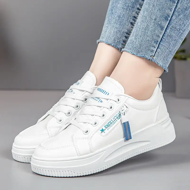 Women White Casual Sneakers with Thick Sole 2025 - Image 7