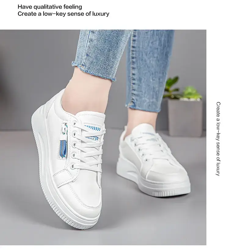 Women White Casual Sneakers with Thick Sole 2025 — feature 22