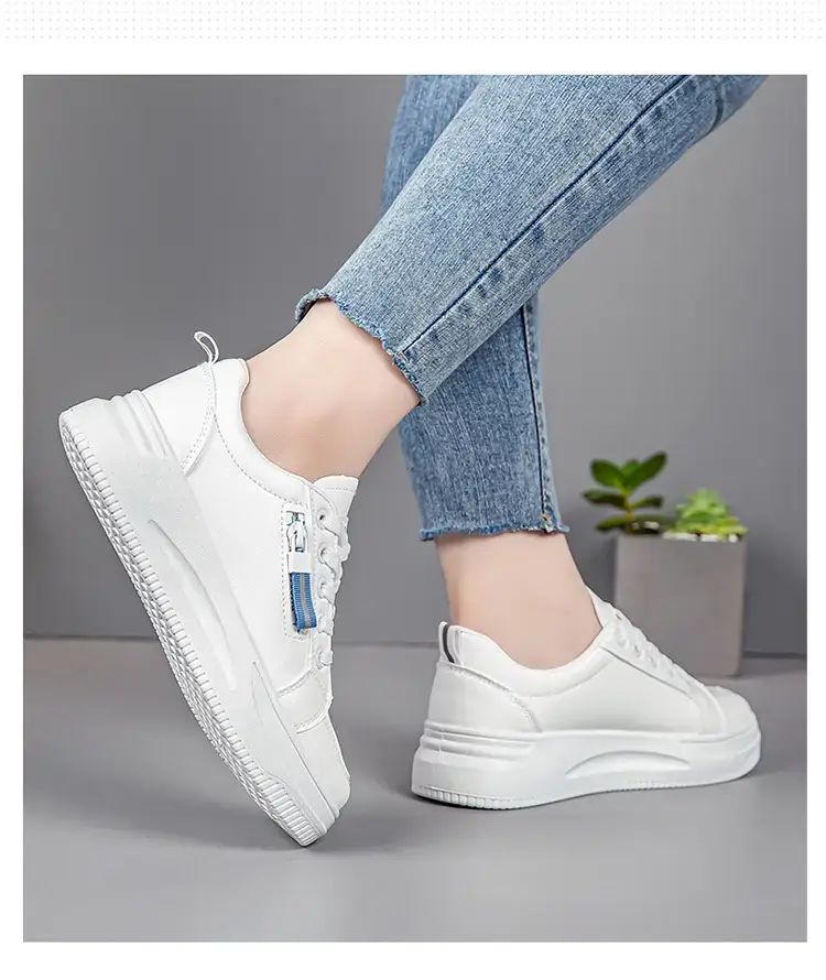 Women White Casual Sneakers with Thick Sole 2025 — feature 5