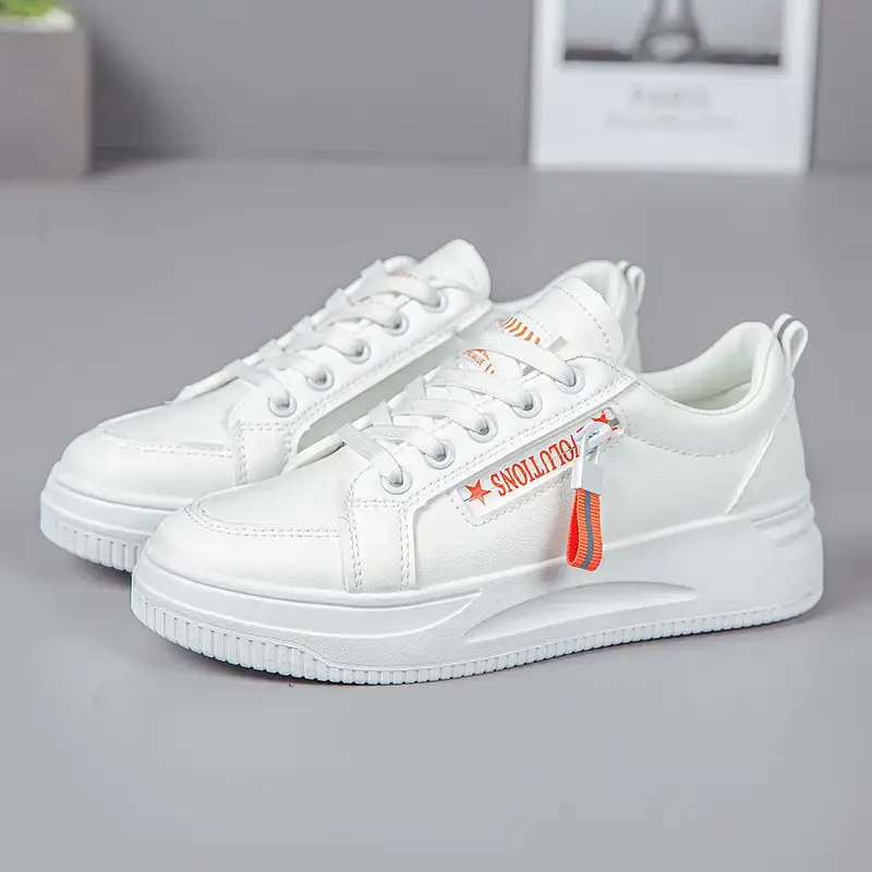 Women White Casual Sneakers with Thick Sole 2025 - Image 3
