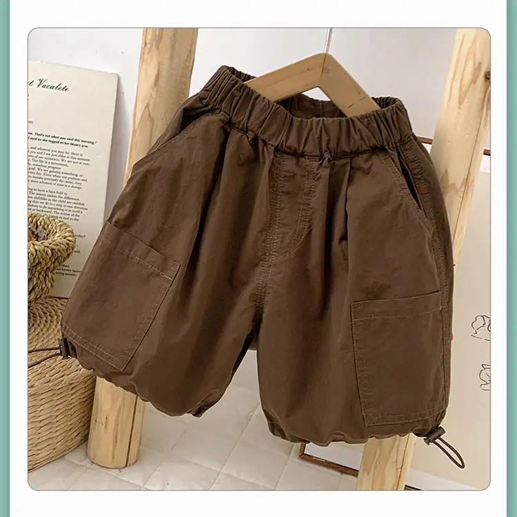 2024 Summer New Boys Suit Brown White Shorts T-Shirt — feature 12