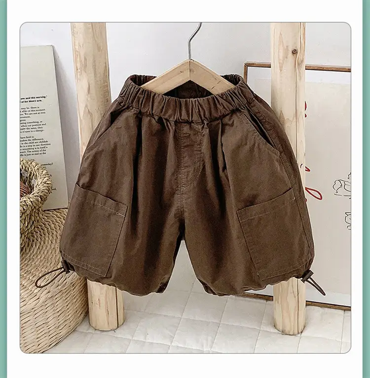2024 Summer New Boys Suit Brown White Shorts T-Shirt — feature 8