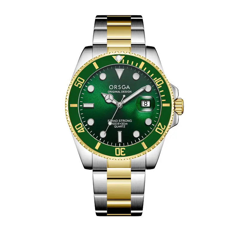 ORSGA Men's Black Dial Water Resistant Watch with Gold Case - Image 9