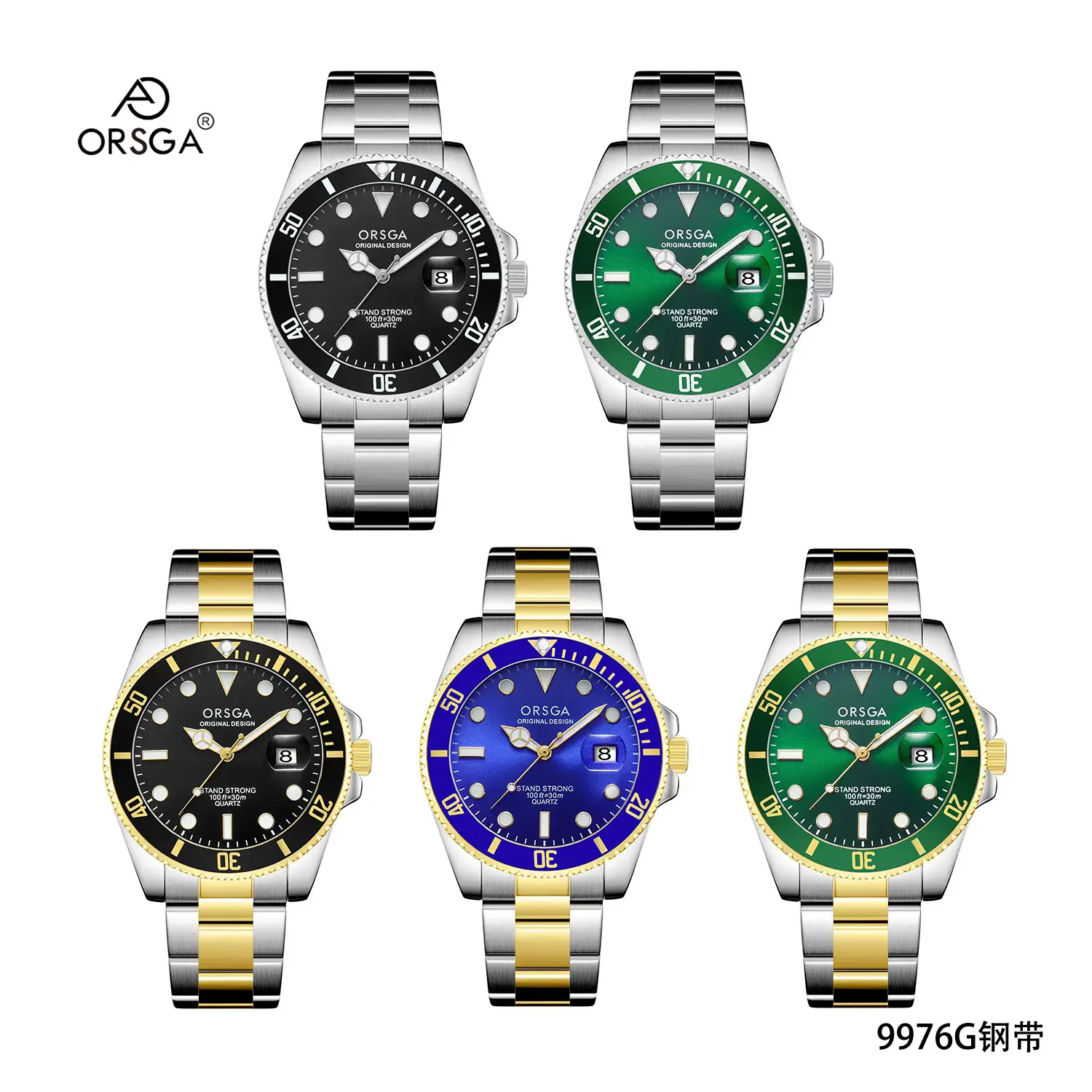ORSGA Men's Black Dial Water Resistant Watch with Gold Case - Image 10