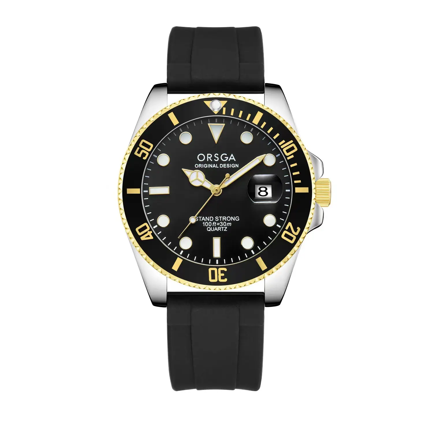 ORSGA Men's Black Dial Water Resistant Watch with Gold Case - Image 6