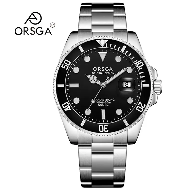 ORSGA Men's Black Dial Water Resistant Watch with Gold Case - Image 2