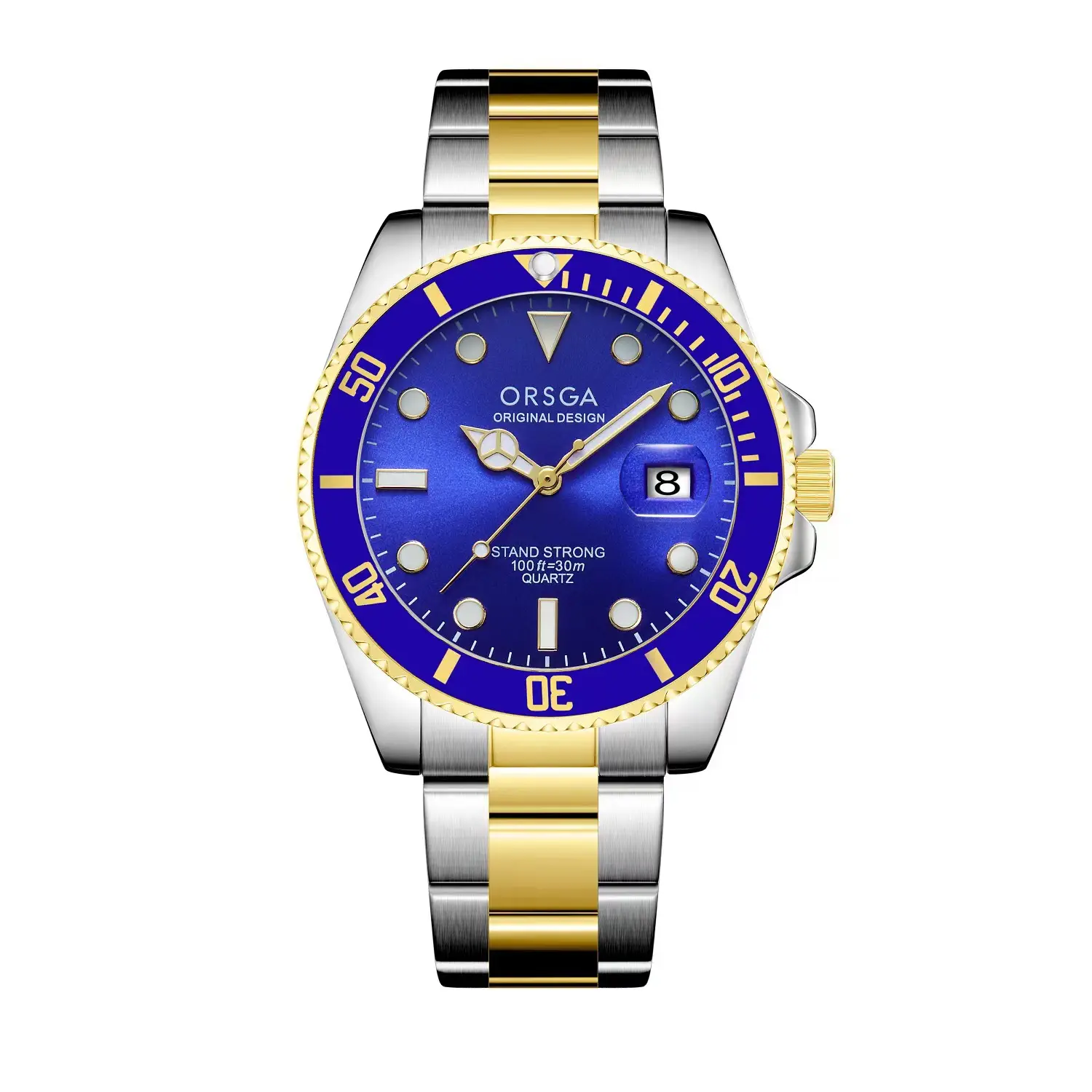 ORSGA Men's Black Dial Water Resistant Watch with Gold Case — feature 12