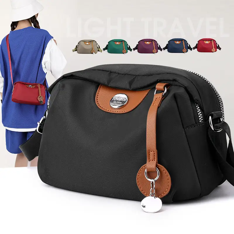 Purple Nylon Shoulder Crossbody Bag for Women - Image 8