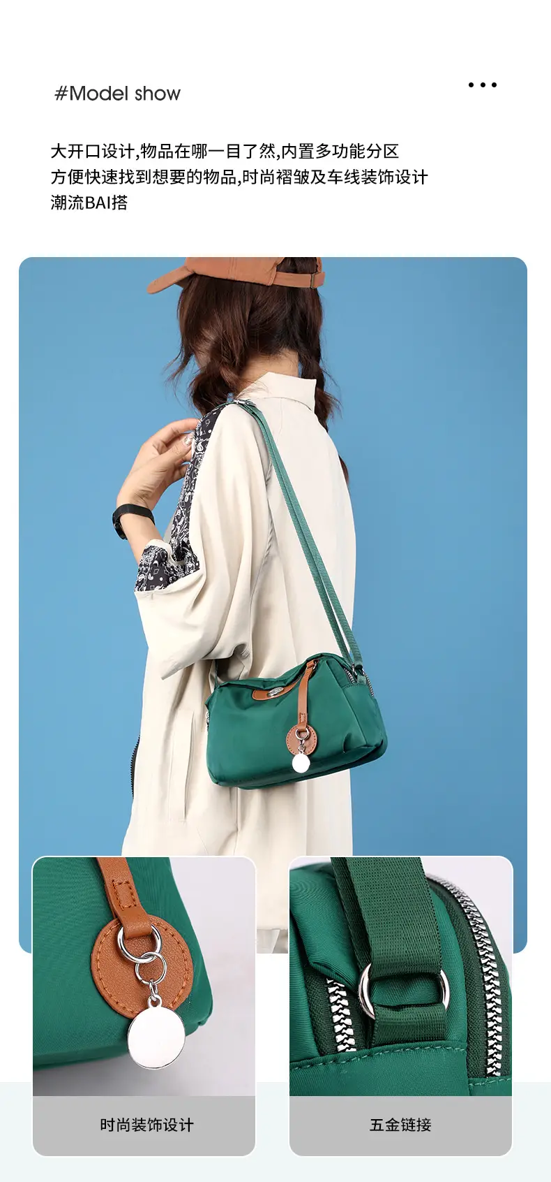 Purple Nylon Shoulder Crossbody Bag for Women — feature 11