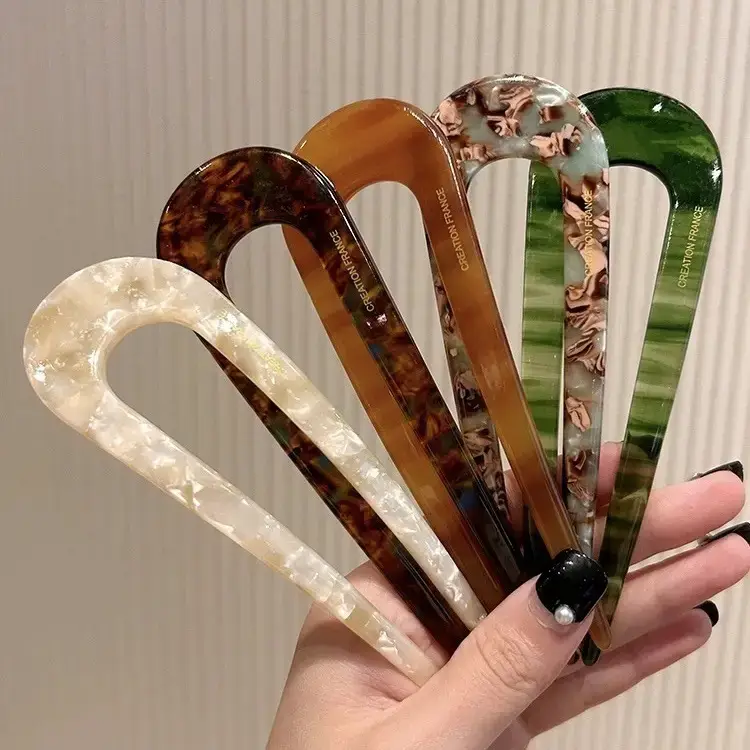U-Shaped Hairpin Women Antique Pink New Style - Image 49