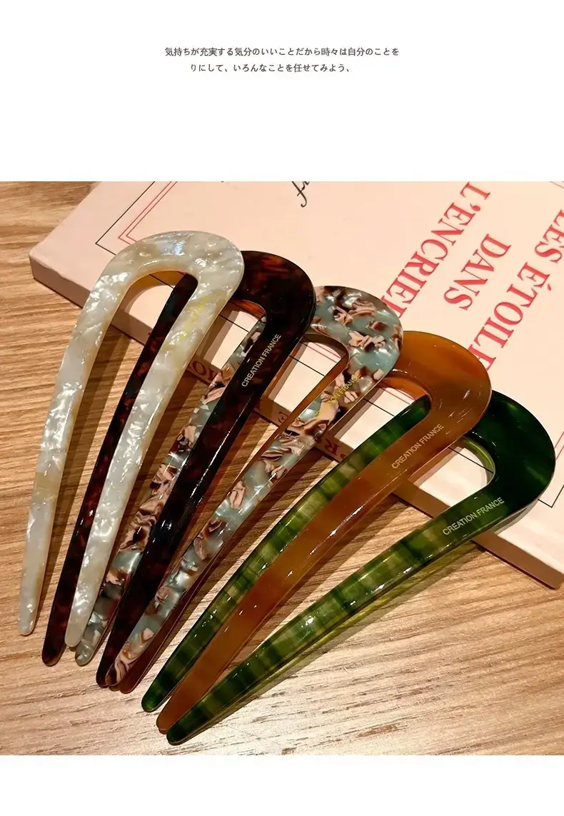 U-Shaped Hairpin Women Antique Pink New Style — feature 4