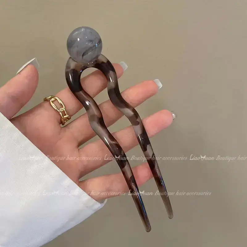 [gray leopard] U-shaped hairpin